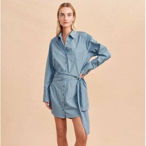 La Ligne Carine Dress Olive x Blue Women's Stripe - NWT